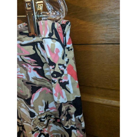 CJ Banks Size 12 Skirt Pleated Floral Tan Black Pink Modest Womens Christopher - Picture 2 of 6